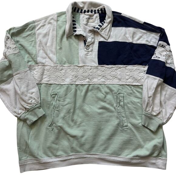 Free People We The Free, Striped, Multicolored, Oversized, Polo Top NWOT- L - Picture 1 of 10